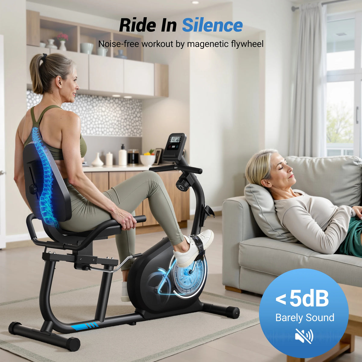 Merach Magnetic Recumbent Exercise Bike With Smart Bluetooth