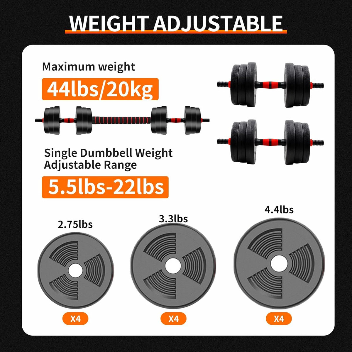 Adjustable Dumbbell To Barbell Set For Home Gym Fitness Workout