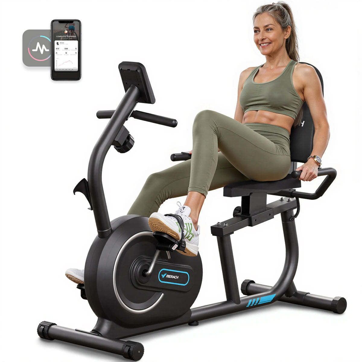Merach Magnetic Recumbent Exercise Bike With Smart Bluetooth