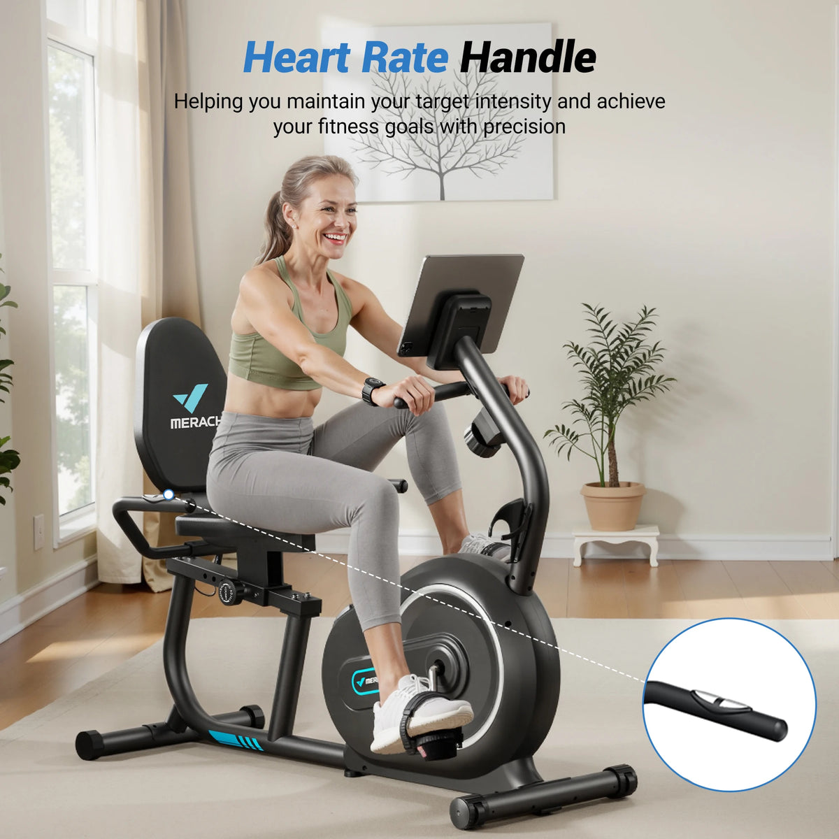 Merach Magnetic Recumbent Exercise Bike With Smart Bluetooth