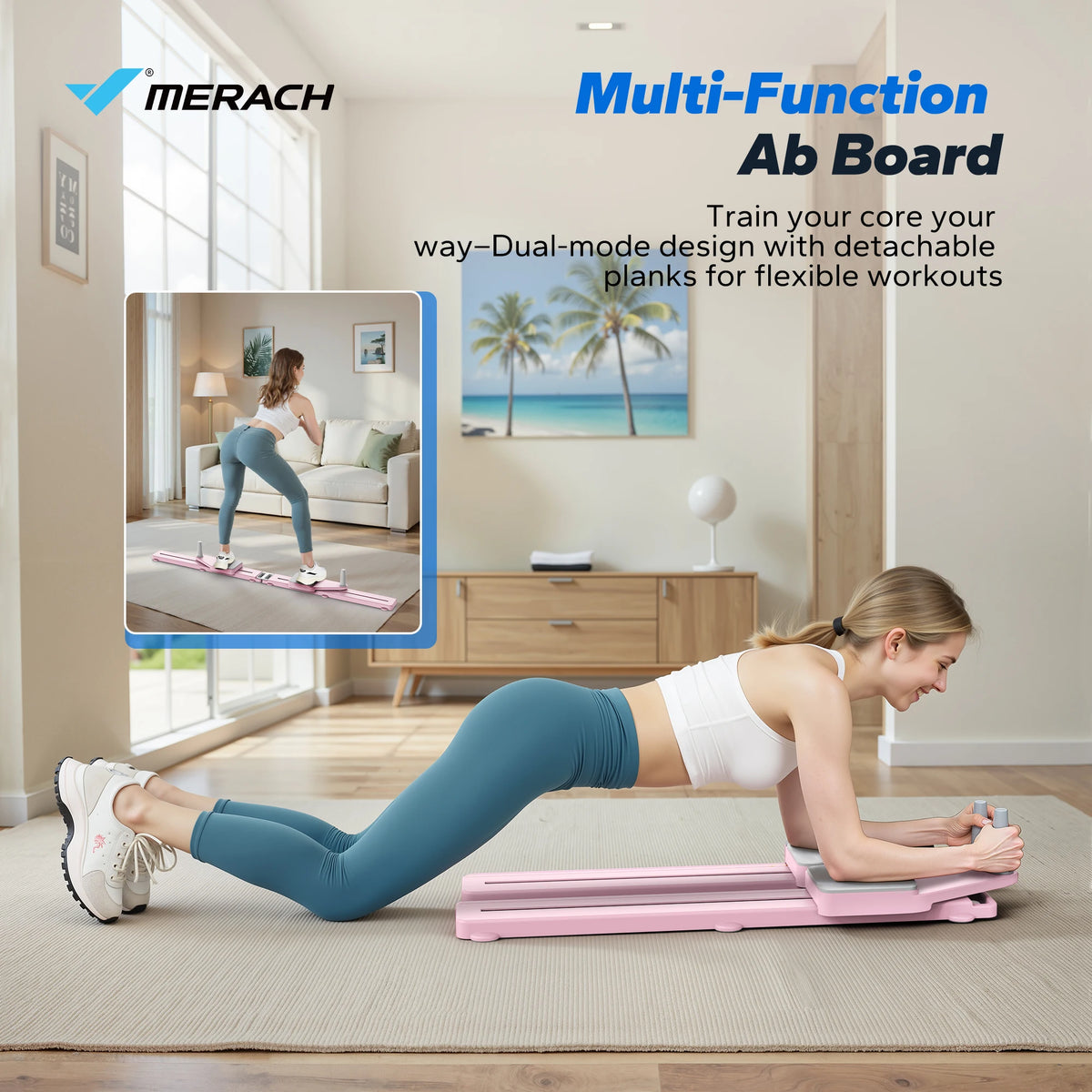 MERACH Multifunctional Pilates Board Detachable Ab Trainer
