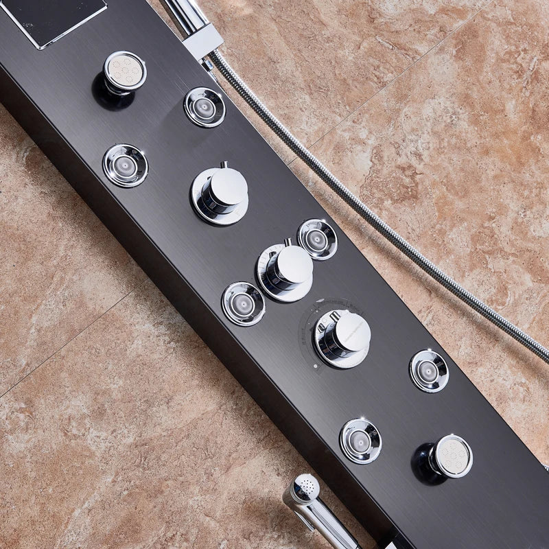 Rozin Led Shower Panel With Waterfall Flow And Massage Sprayer
