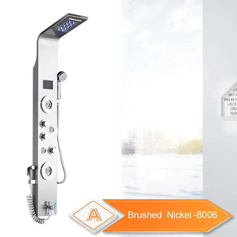 Rozin Led Shower Panel With Waterfall Flow And Massage Sprayer
