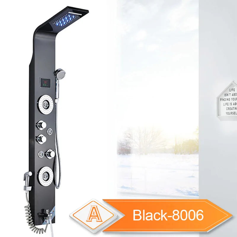 Rozin Led Shower Panel With Waterfall Flow And Massage Sprayer