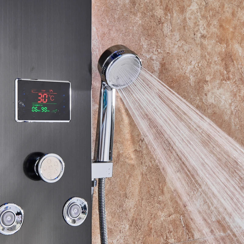 Rozin Led Shower Panel With Waterfall Flow And Massage Sprayer