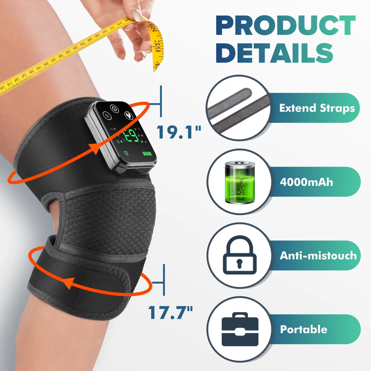 Hailicare Electric Heated Knee Brace With Vibration For Pain Relief