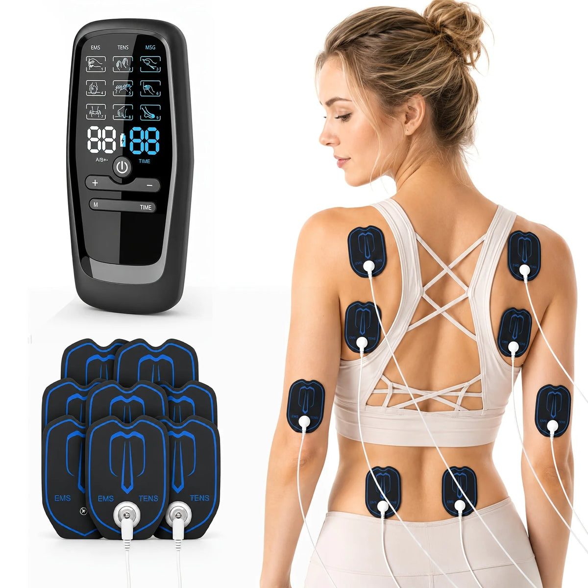 Rechargeable Dual Channel Tens And Ems Muscle Stimulator