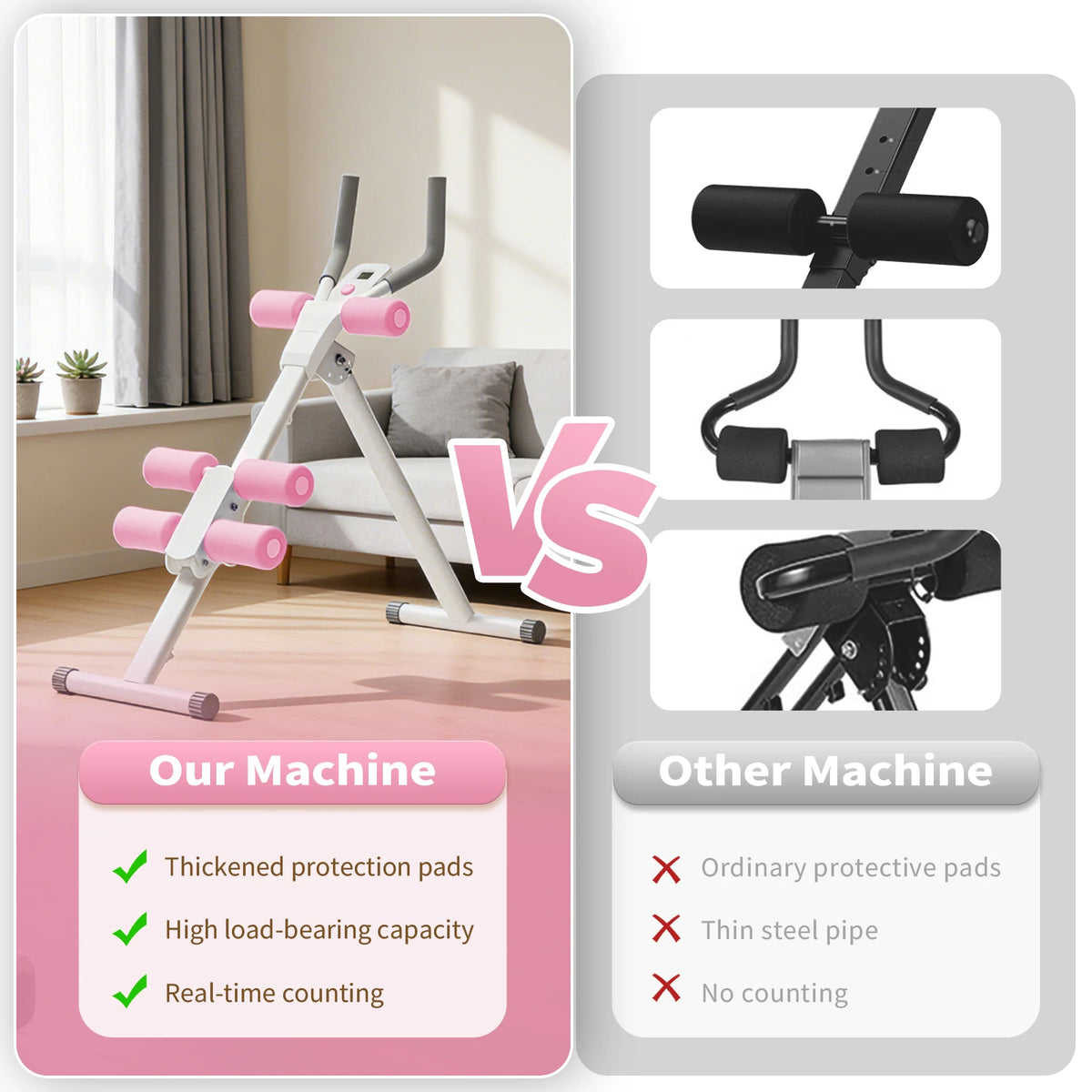 Foldable Home Gym Ab Machine Core Workout Knee Protection