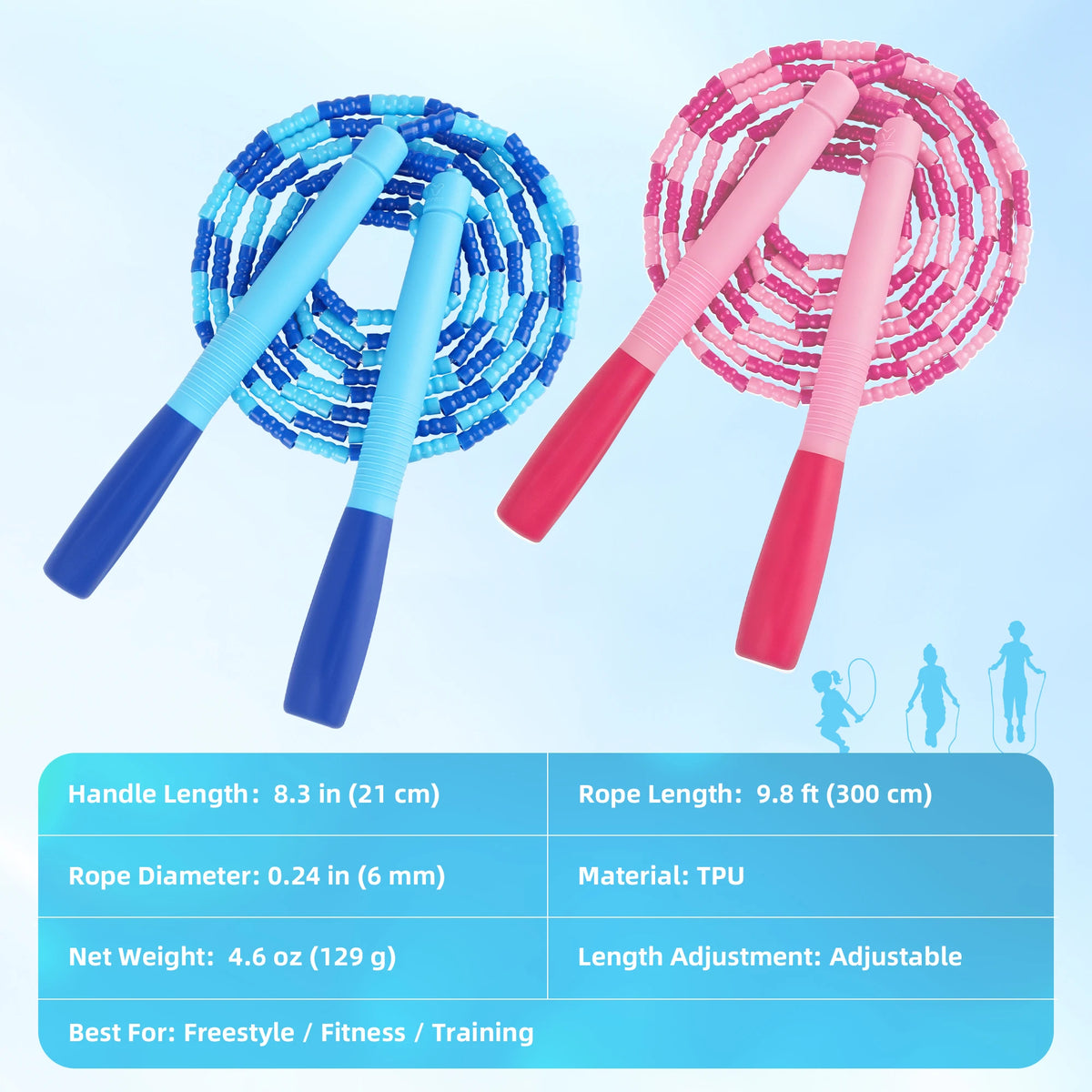 Yuedong Adjustable TPU Beaded Jump Rope For Kids And Adults