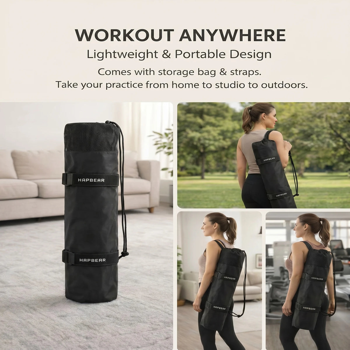 Hapbear TPE Non Slip Wide Yoga Mat For Gym Training