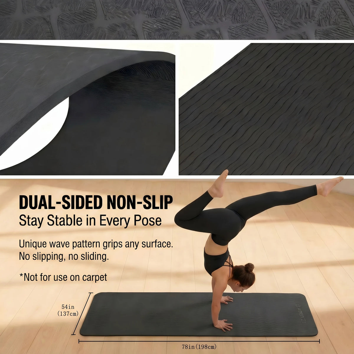Hapbear TPE Non Slip Wide Yoga Mat For Gym Training