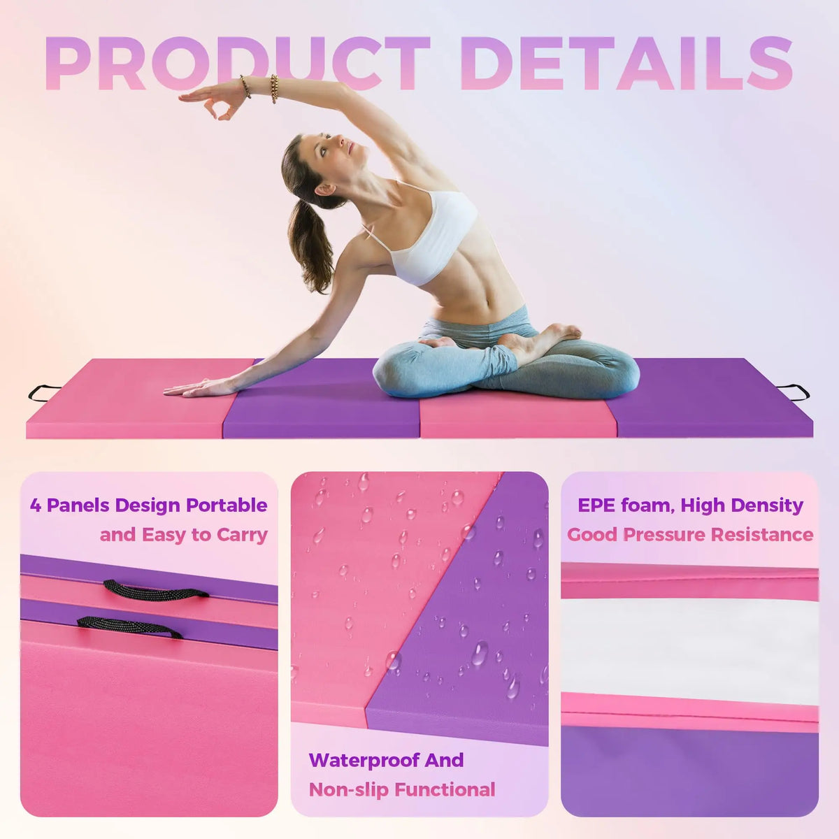HiMiss Foldable Gymnastics Mat For Exercise And Yoga Training