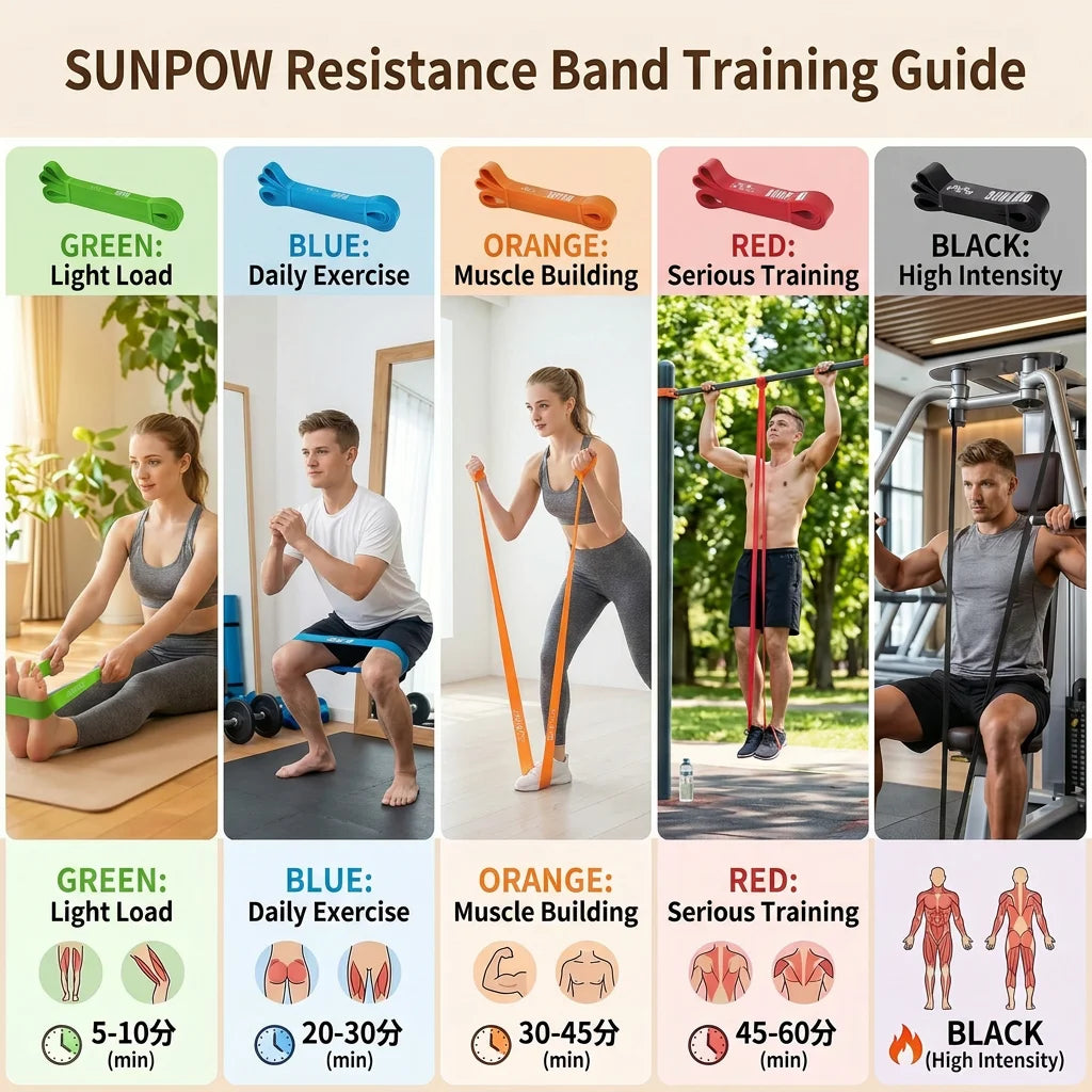 Sunpow Heavy Duty Latex Pull Up Resistance Bands Set