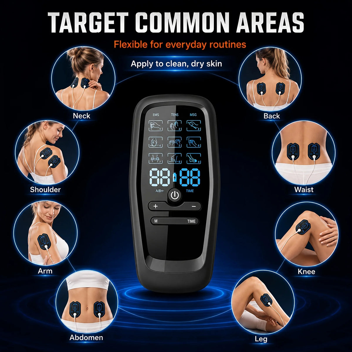 Rechargeable Dual Channel Tens And Ems Muscle Stimulator