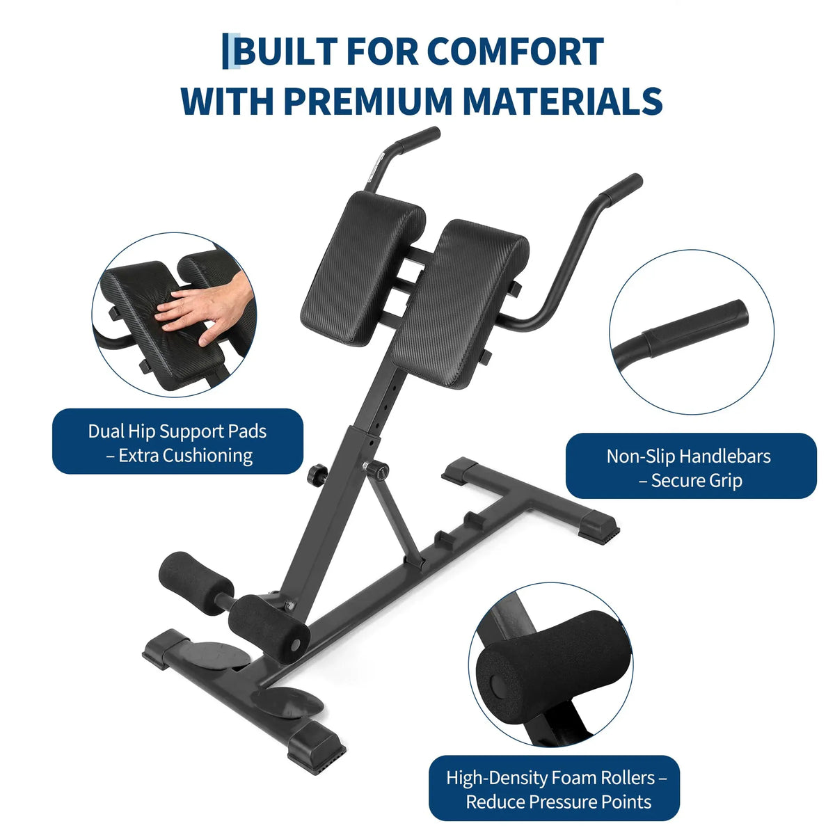 HiMISS Adjustable Hyperextension Roman Chair Bench For Home Gym