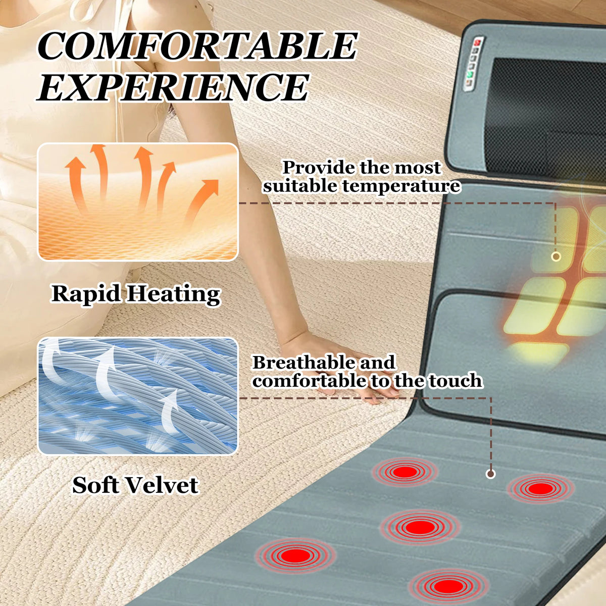 Heating Massage Mattress For Full Body Relief And Lumbar Support