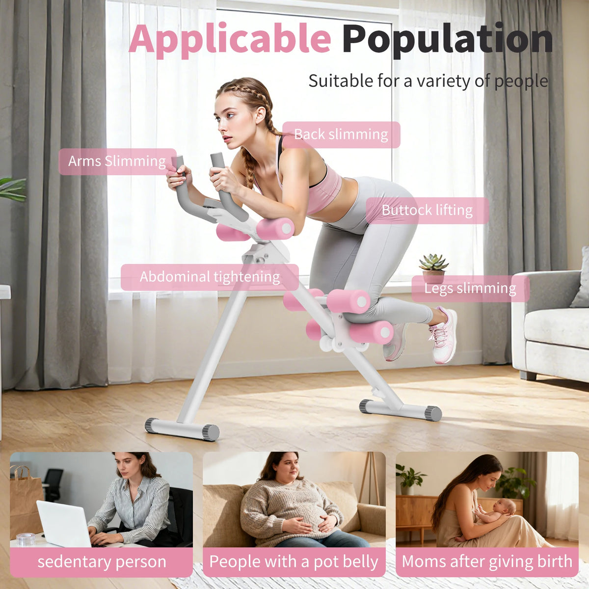 Foldable Home Gym Ab Machine Core Workout Knee Protection