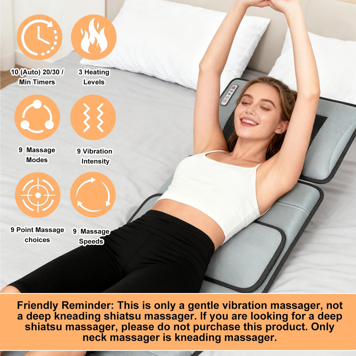 Heating Massage Mattress For Full Body Relief And Lumbar Support