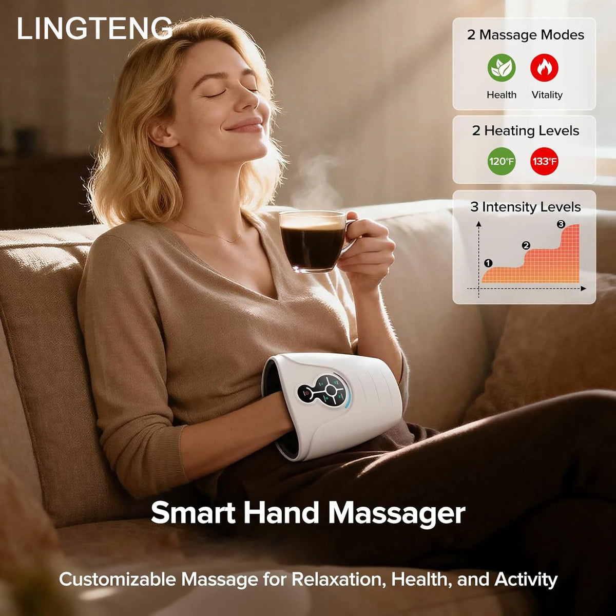 Lingteng Cordless Heated Hand Massager For Instant Relief