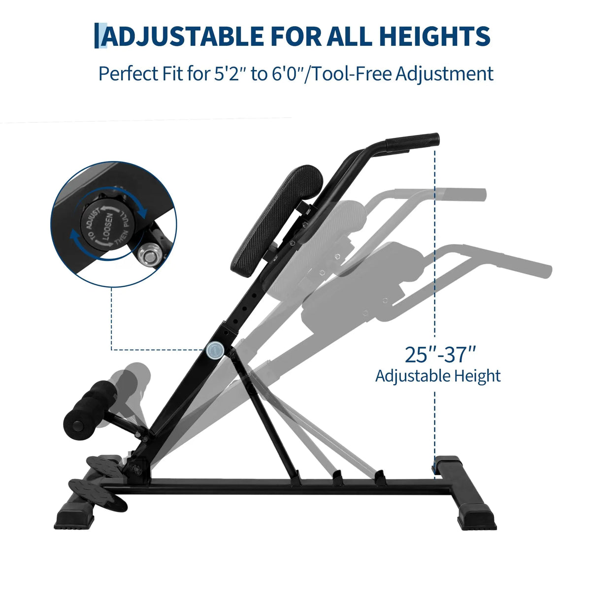 HiMISS Adjustable Hyperextension Roman Chair Bench For Home Gym