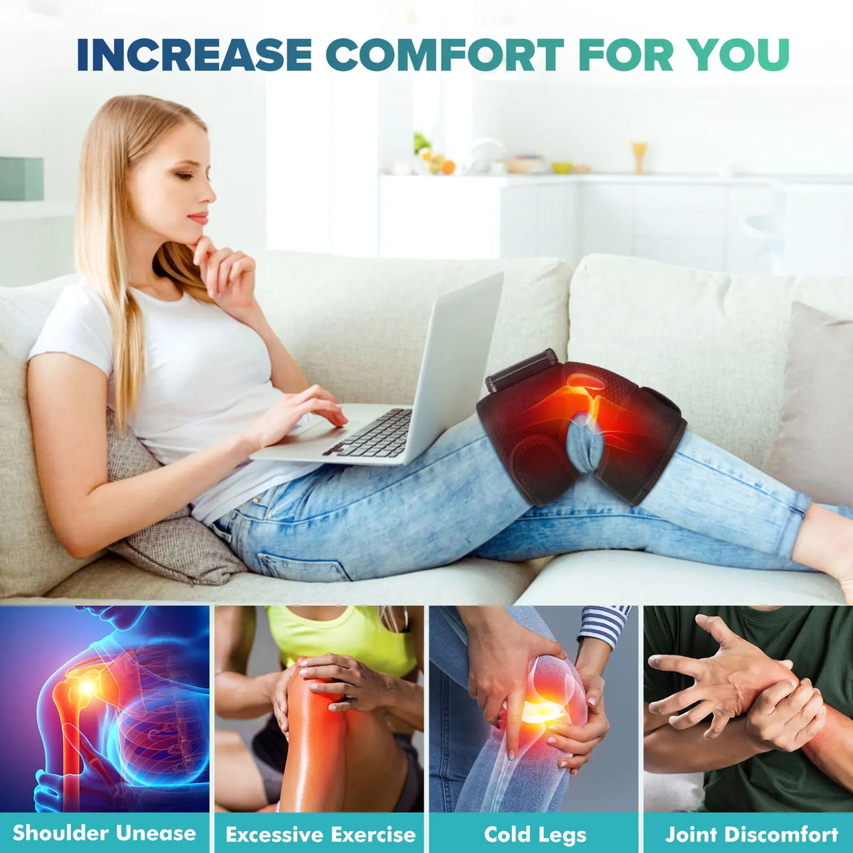 Hailicare Electric Heated Knee Brace With Vibration For Pain Relief