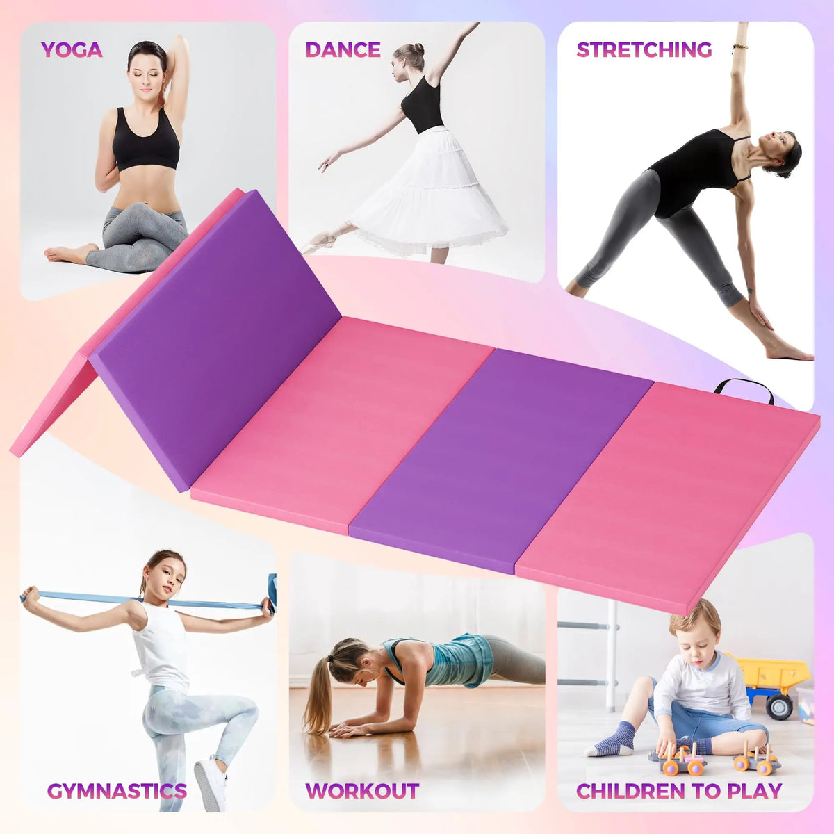 HiMiss Foldable Gymnastics Mat For Exercise And Yoga Training