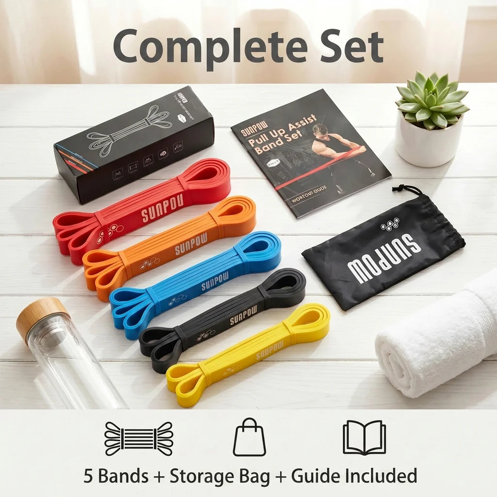 Sunpow Heavy Duty Latex Pull Up Resistance Bands Set