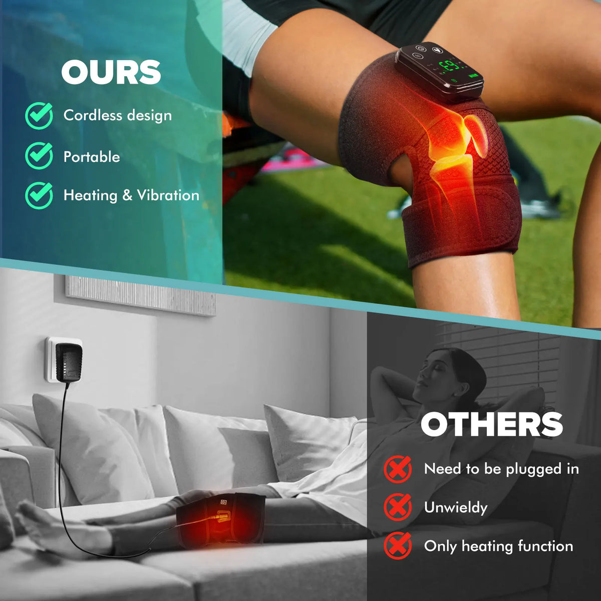 Hailicare Electric Heated Knee Brace With Vibration For Pain Relief