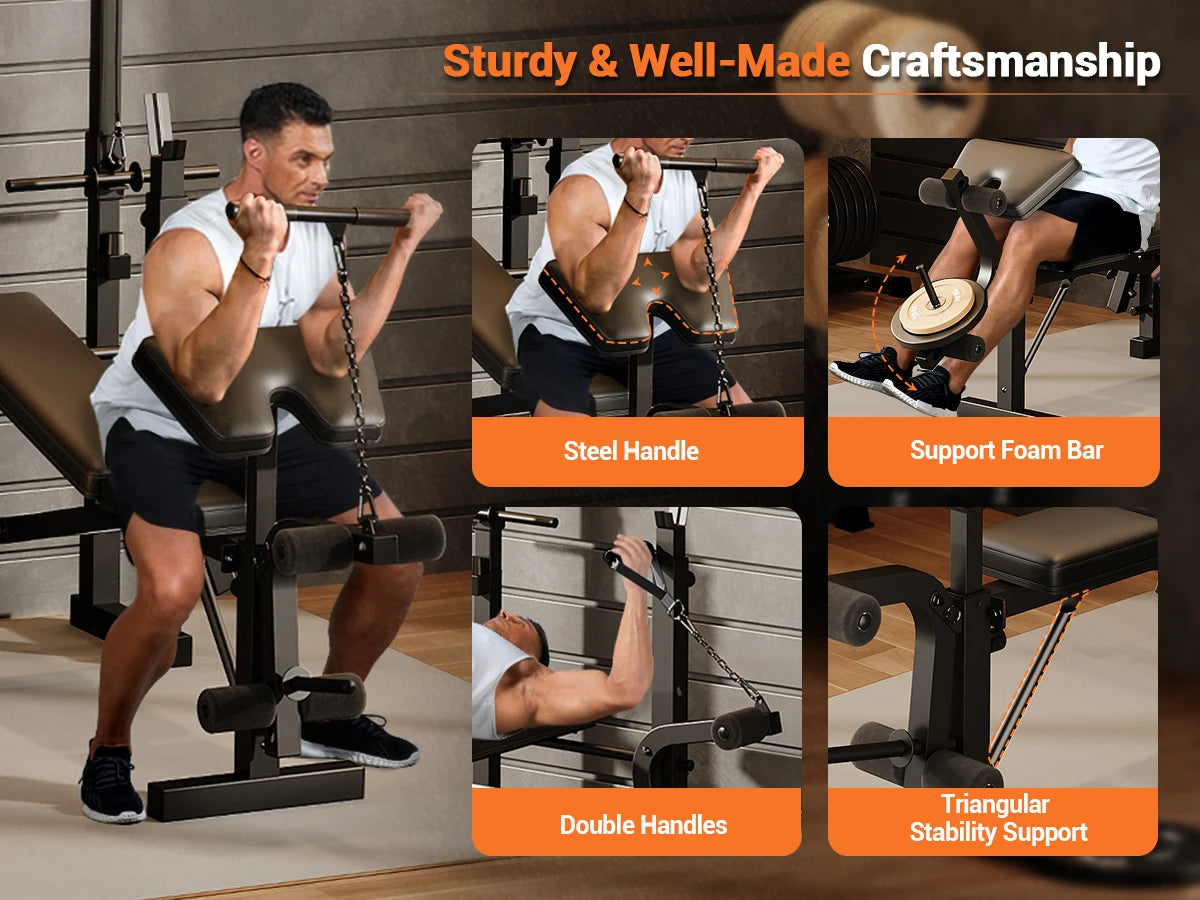 HiMISS Adjustable Weight Bench For Home Gym Strength Training