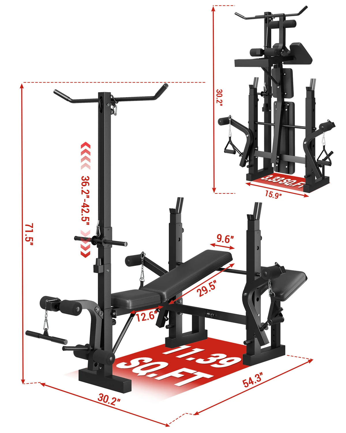 HiMISS Adjustable Weight Bench For Home Gym Strength Training