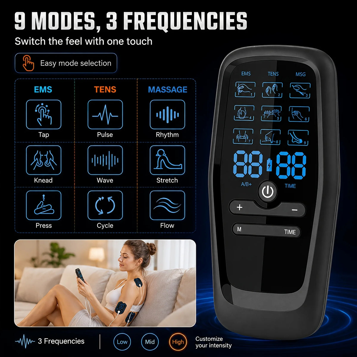 Rechargeable Dual Channel Tens And Ems Muscle Stimulator