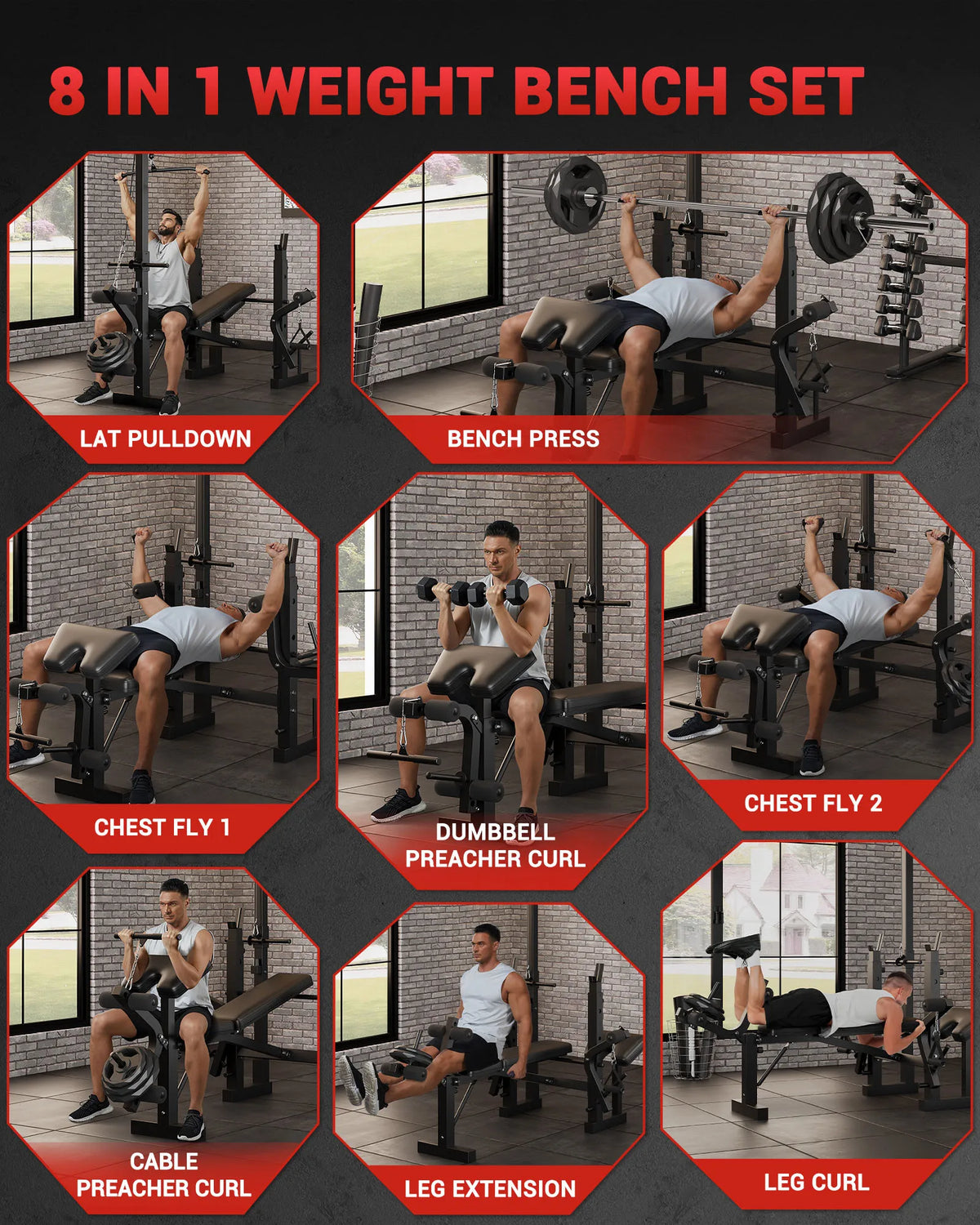 HiMISS Adjustable Weight Bench For Home Gym Strength Training